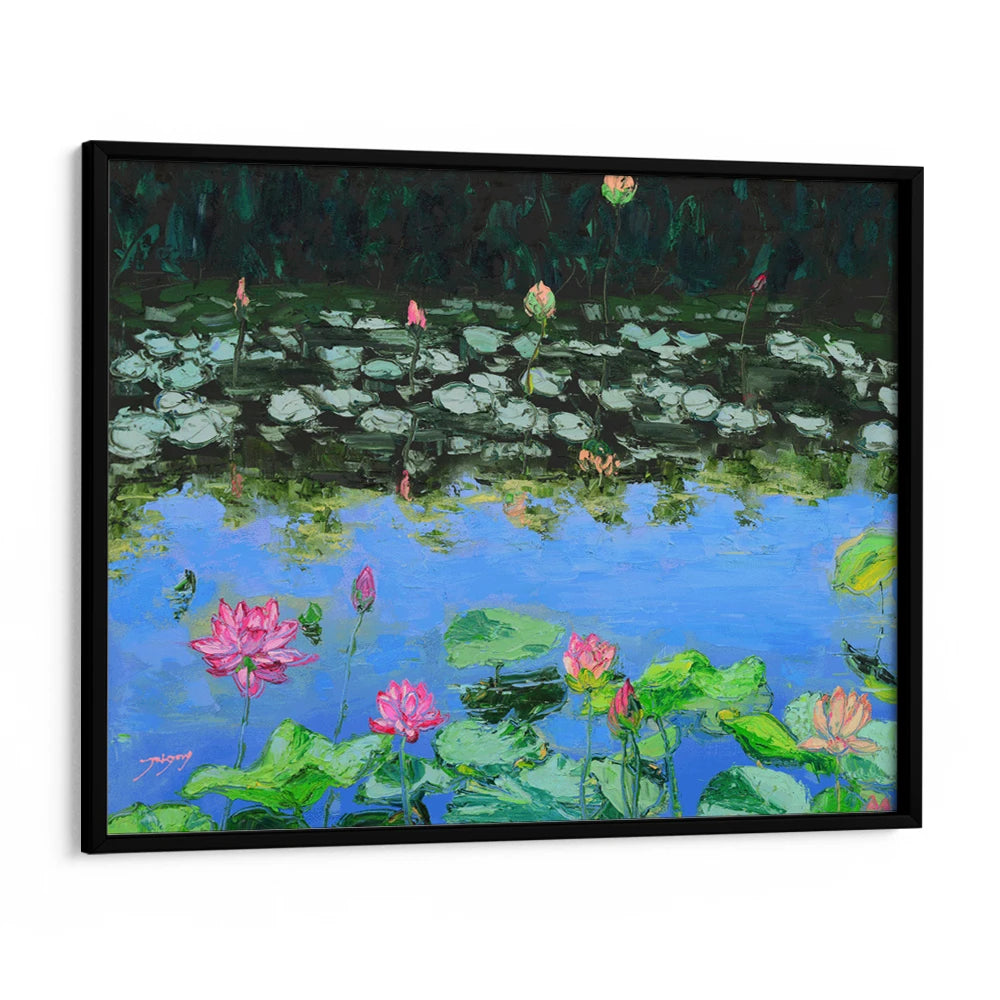 Pink Lotus Reflections Vibrant Botanical Wall Art Print - XS / Matte Paper / Rolled Art - Nook At You