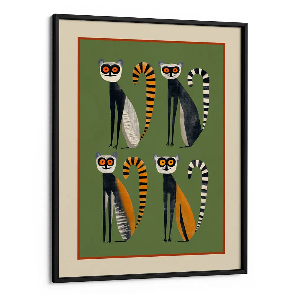 Playful Jungle Lemurs Abstract Wall Art Print - XS / Matte Paper / Rolled Art - Nook At You