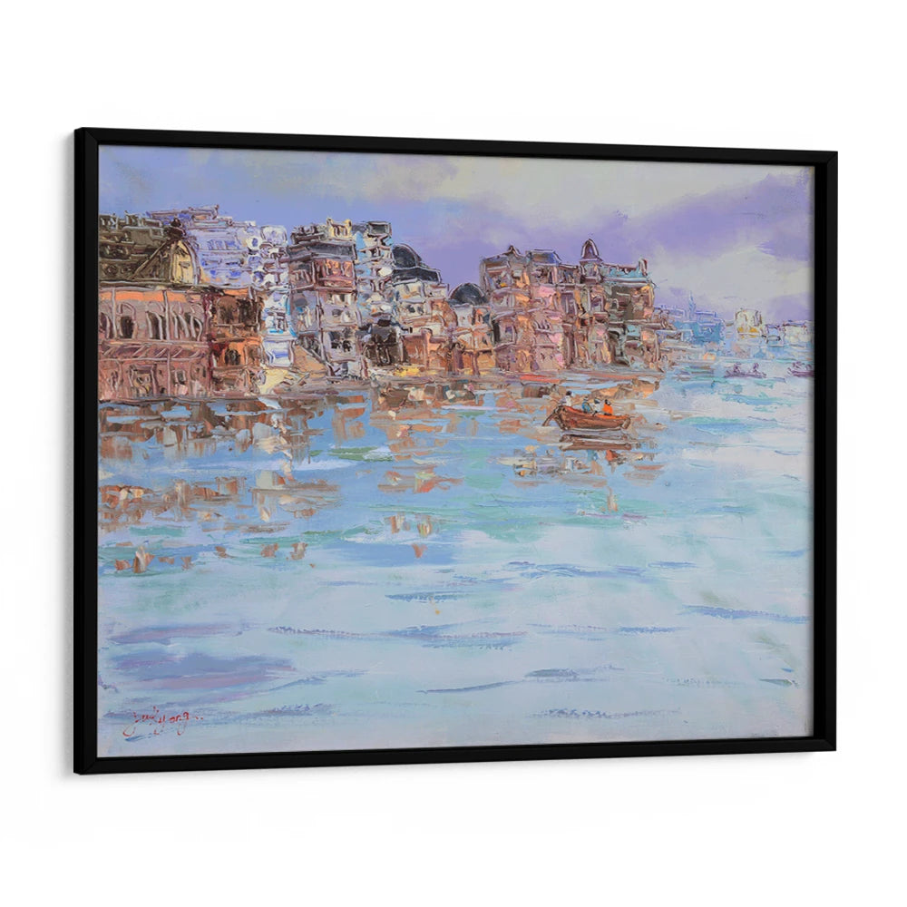 Varanasi River Morning Landscape Canvas Art Print - XS / Matte Paper / Rolled Art - Nook At You