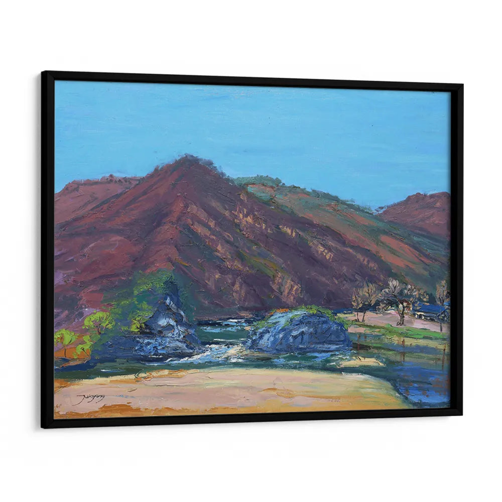 Serene Mountain Beach Landscape Painting - XS / Matte Paper / Rolled Art - Nook At You