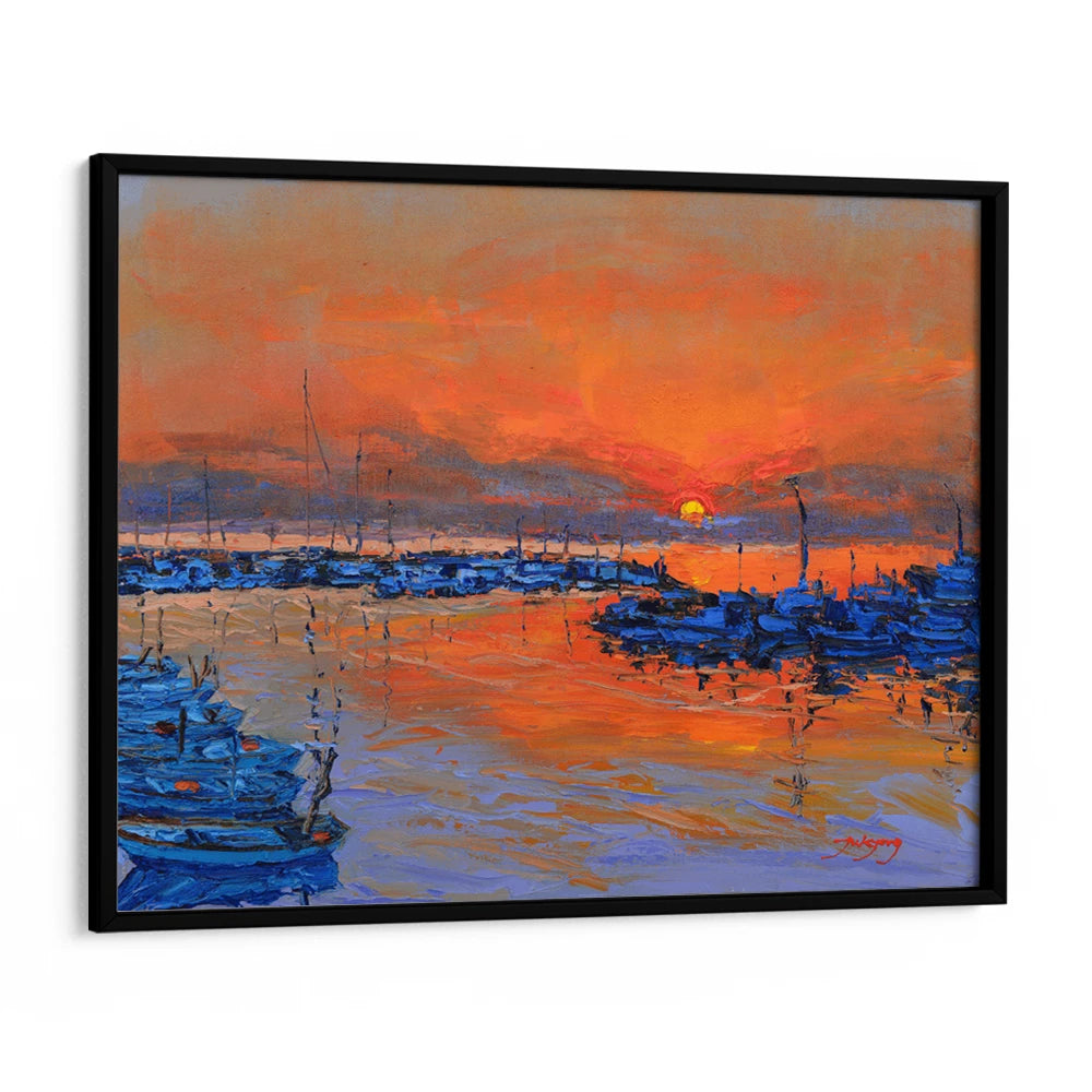 Vibrant Sunset Marina Landscape Wall Art Print - XS / Matte Paper / Rolled Art - Nook At You