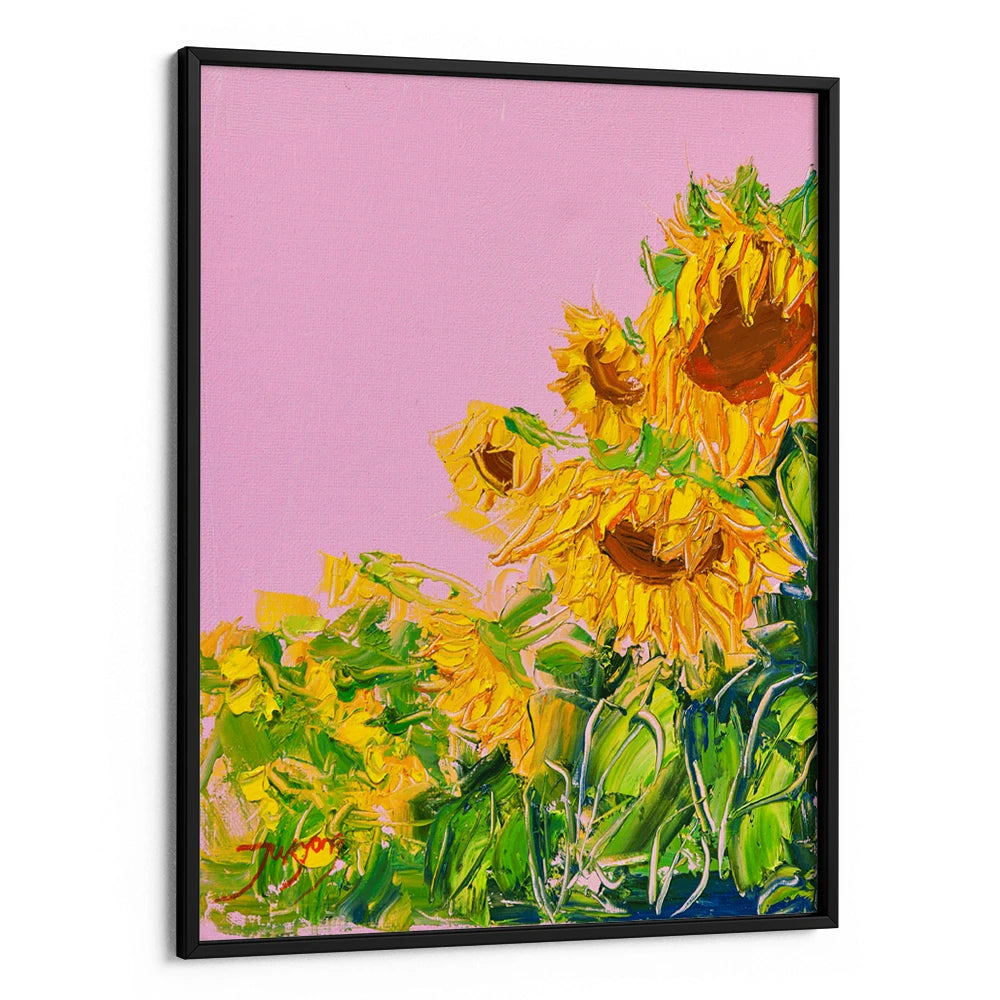 Vibrant Sunflowers Pink Sky Botanical Painting - XS / Matte Paper / Rolled Art - Nook At You
