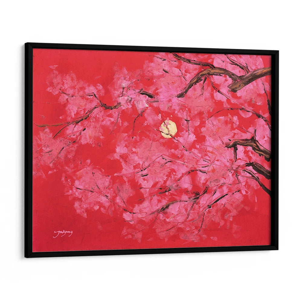 Red Moon Cherry Blossoms Vibrant Landscape Wall Art - XS / Matte Paper / Rolled Art - Nook At You