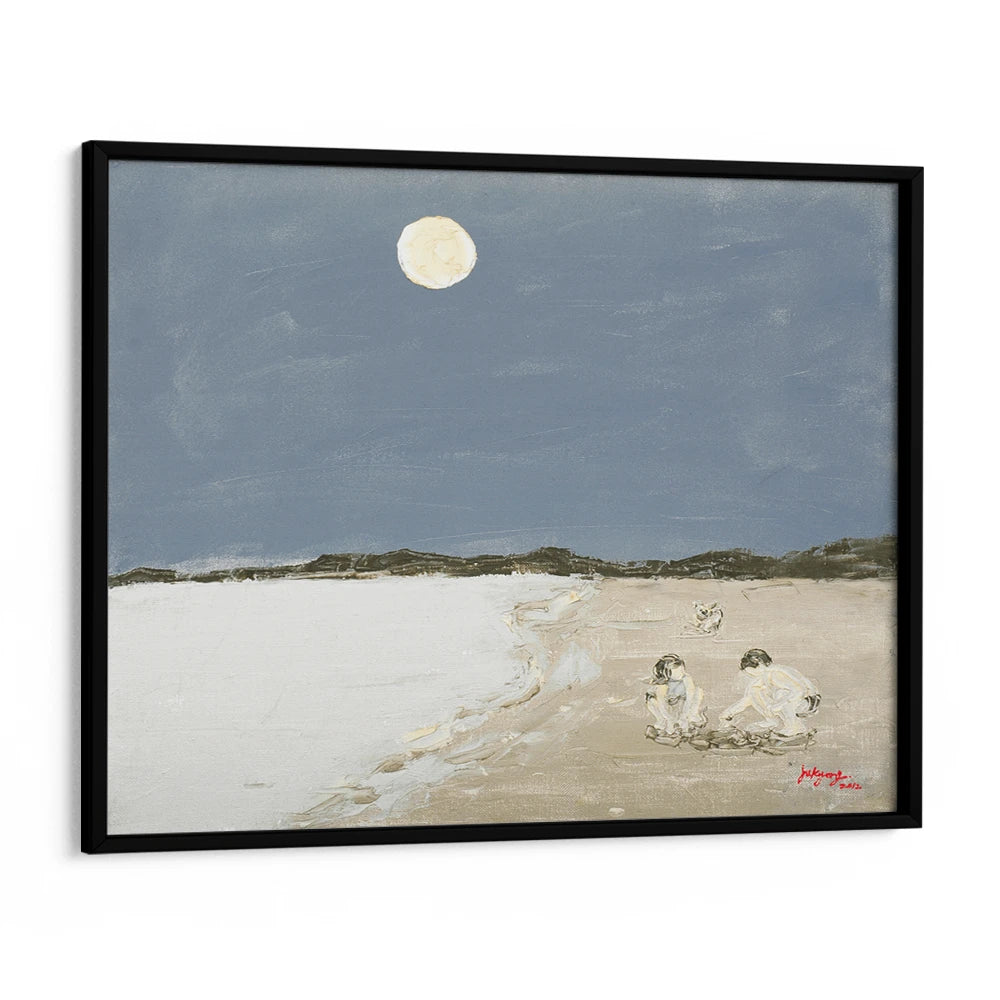 Moonlit Beach Play Coastal Landscape Wall Art - XS / Matte Paper / Rolled Art - Nook At You
