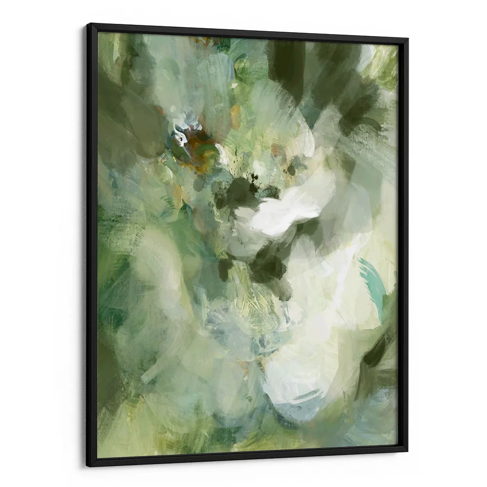 Whispering Greens Abstract Painting For Living Room - XS / Matte Paper / Rolled Art - Nook At You