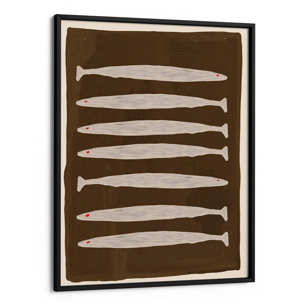 Seven White Fish Pattern Canvas Wall Art - XS / Matte Paper / Rolled Art - Nook At You
