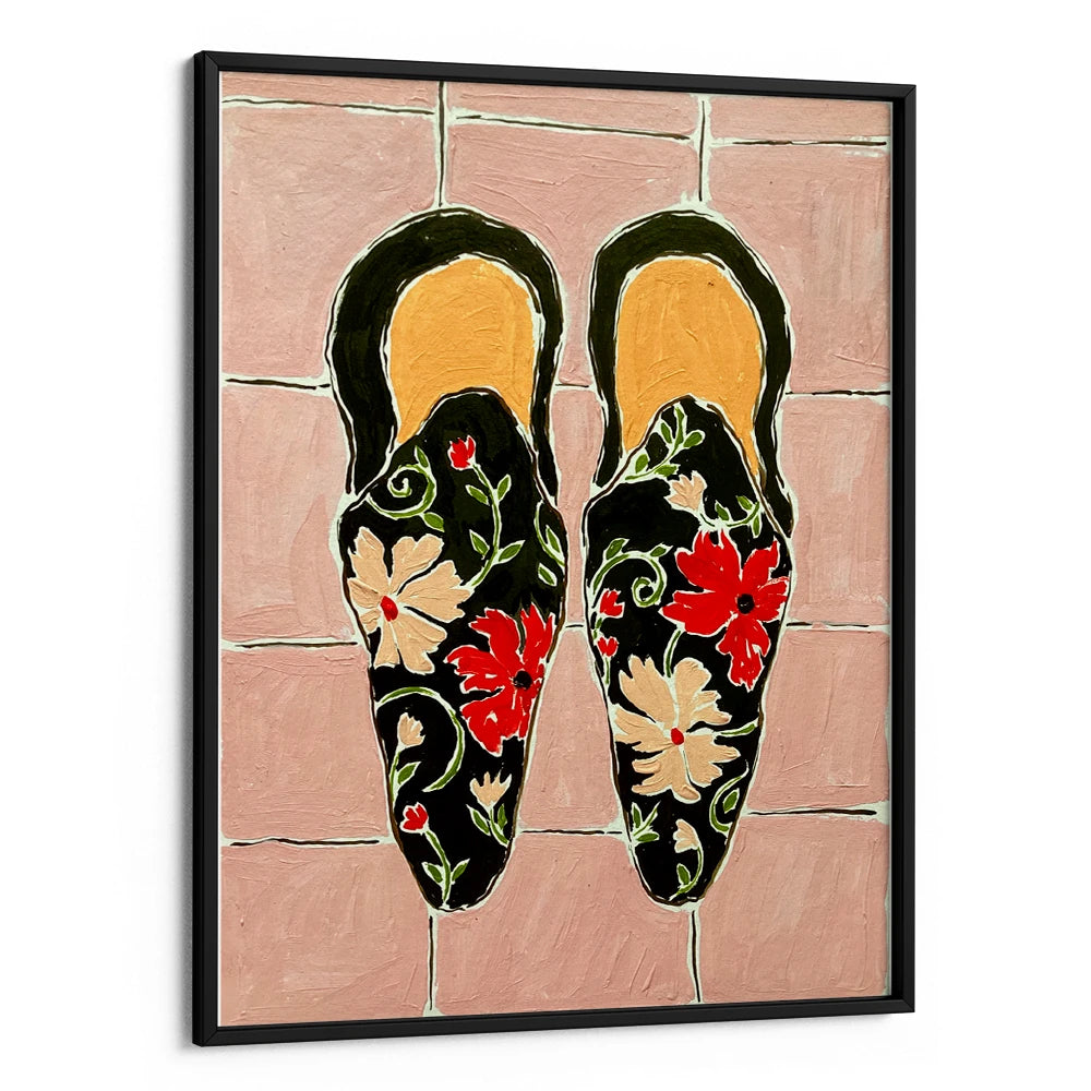 Elegant Floral Slippers Canvas Painting - XS / Matte Paper / Rolled Art - Nook At You