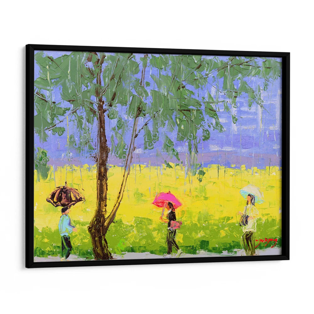 Colorful Rainy Day Walk Canvas Landscape painting - XS / Matte Paper / Rolled Art - Nook At You