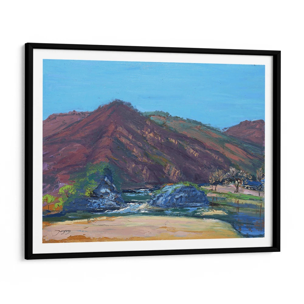 Serene Mountain Beach Landscape Painting - XS / Matte Paper / Rolled Art - Nook At You