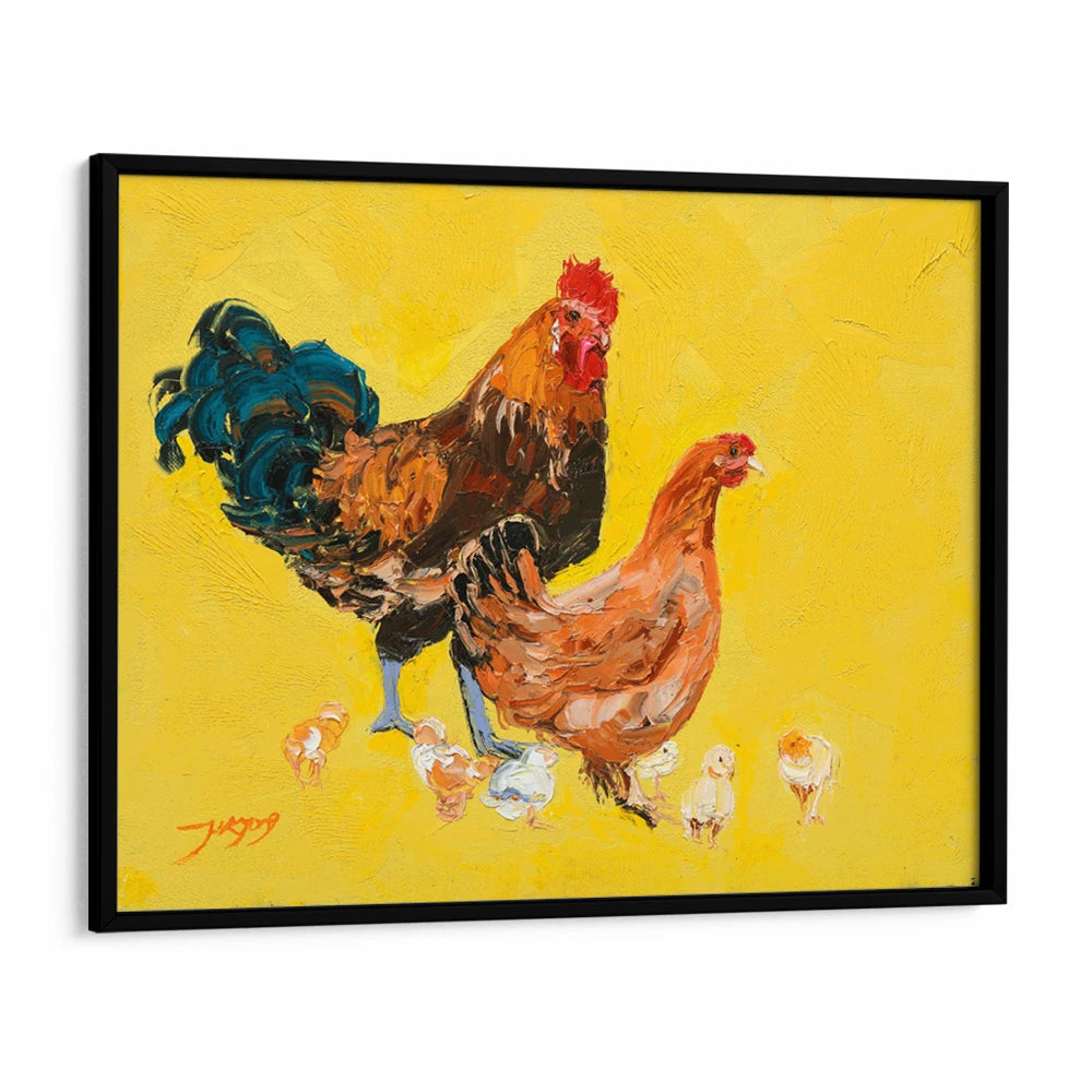Vibrant Chicken Family Canvas Wall Art For Living Room - XS / Matte Paper / Rolled Art - Nook At You