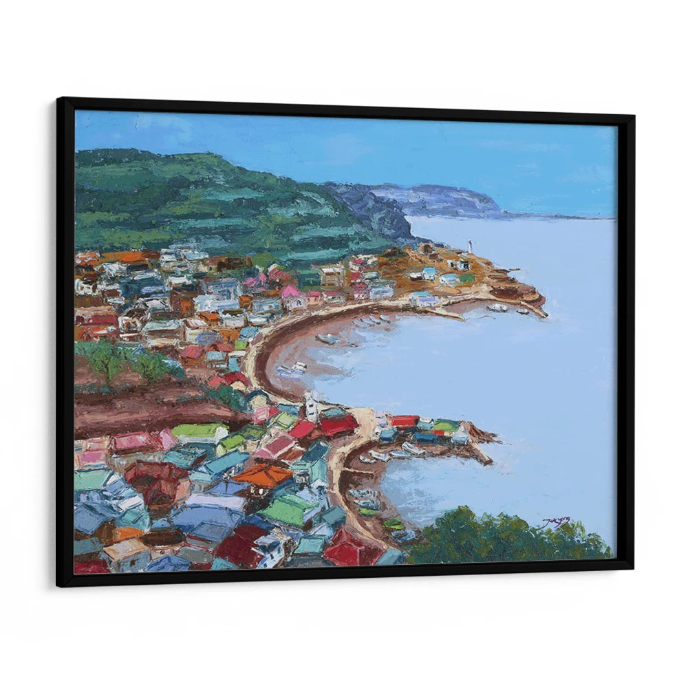 Colorful Coastal Village Landscape Wall Art Print - XS / Matte Paper / Rolled Art - Nook At You