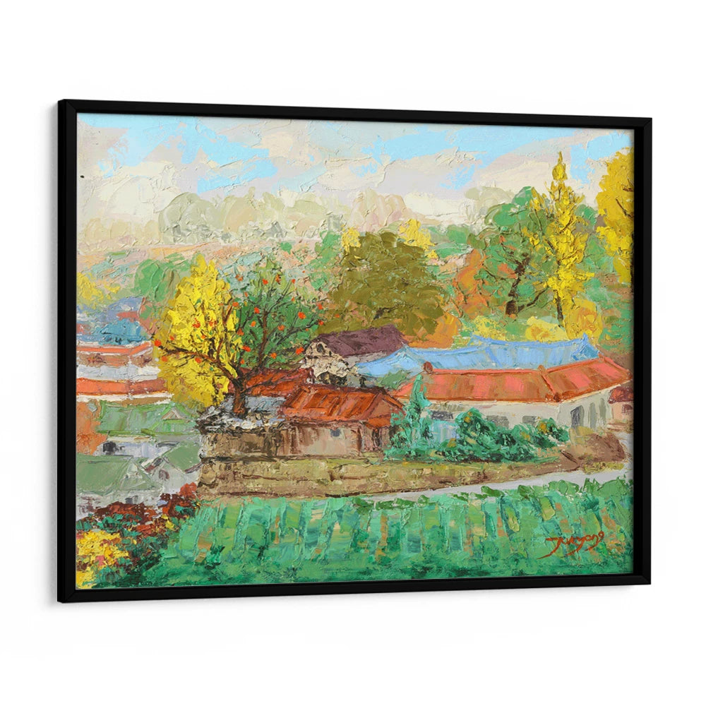 Colorful Autumn Village Landscape Painting - XS / Matte Paper / Rolled Art - Nook At You
