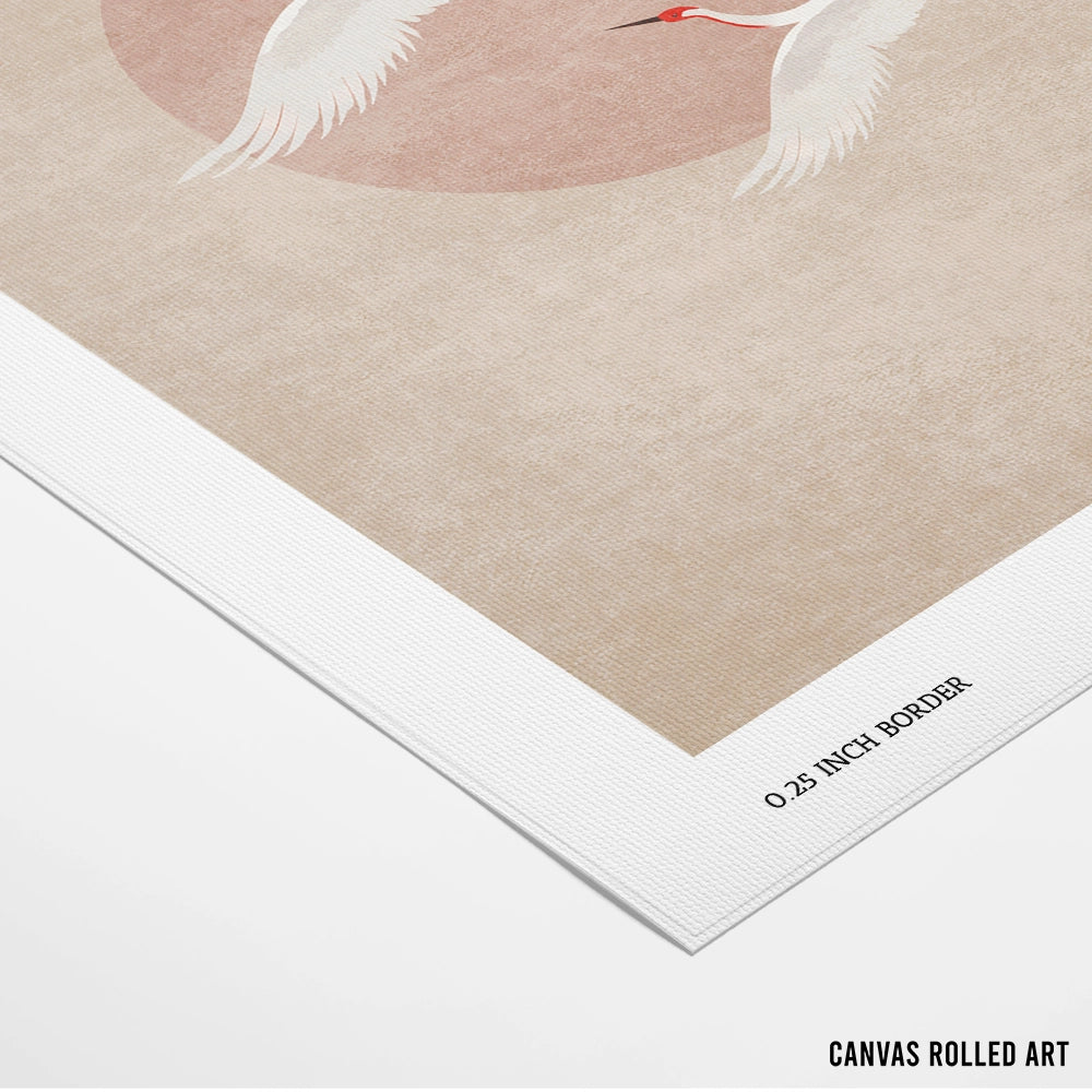 Cranes in Flight - Beige Abstract Wall Art - XS / Matte Paper / Rolled Art - Nook At You