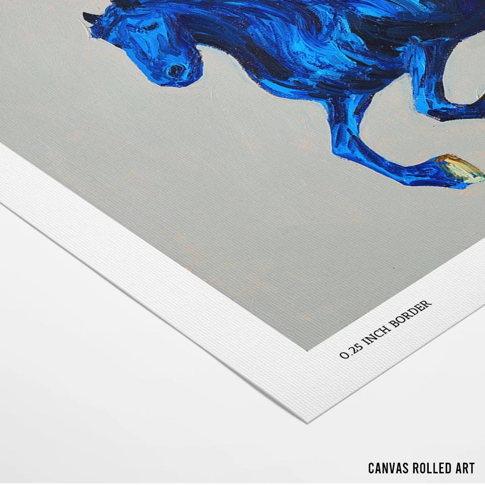 Dynamic Blue Gallop - Horse Painting - XS / Matte Paper / Rolled Art - Nook At You