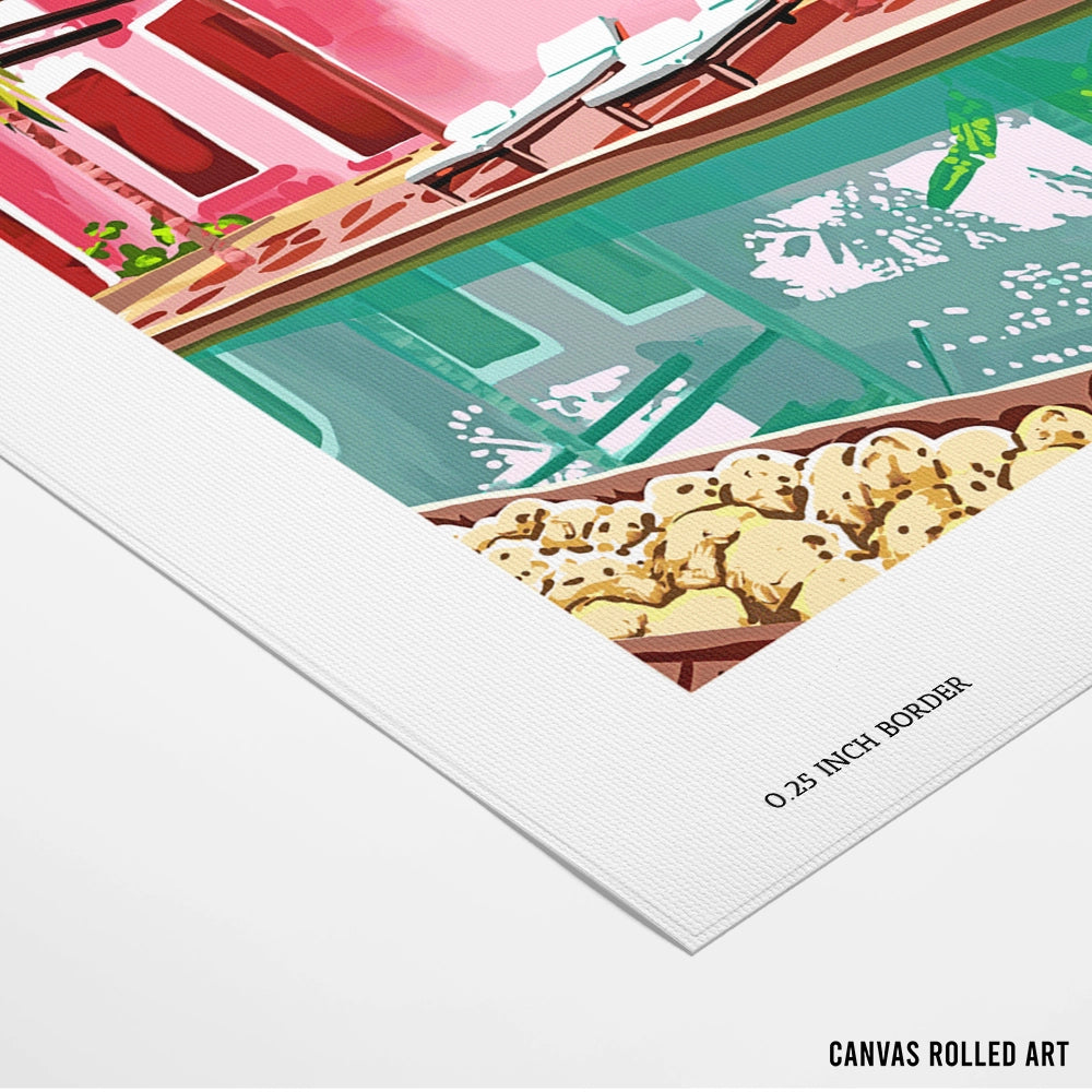 Vacay Villa With Poolside Scene Wall Art Prints - 5XL / Canvas / Rolled Art - Nook At You