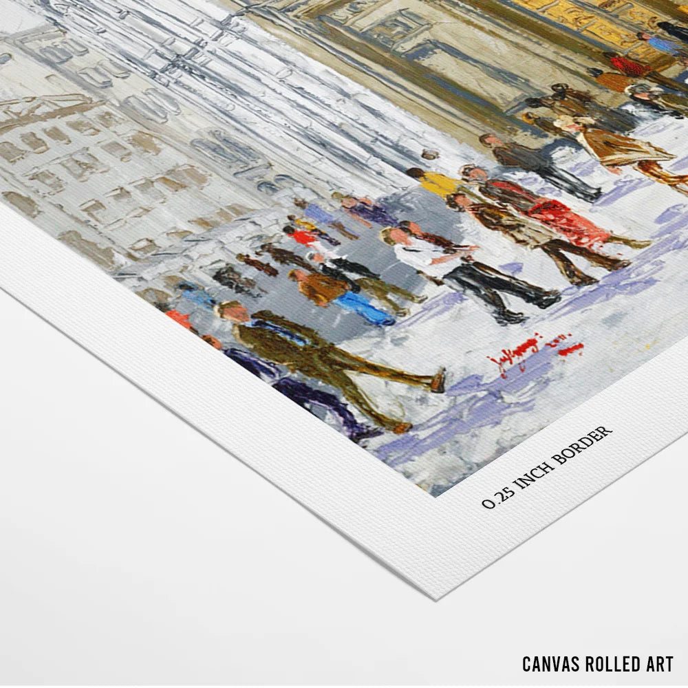 Bustling European City Square Canvas Landscape Poster - XS / Matte Paper / Rolled Art - Nook At You