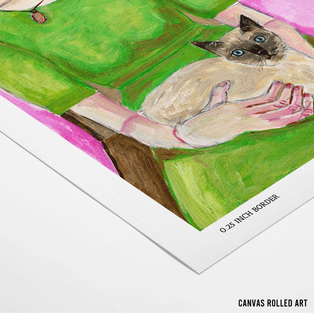 Lady with Cat Women Illustration Wall Art - XS / Matte Paper / Rolled Art - Nook At You