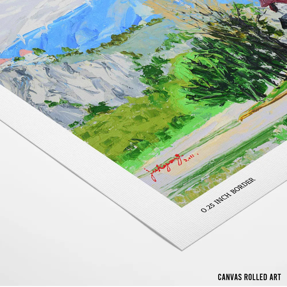 Alpine Lake Castle View Landscape Painting For Living Room - XS / Matte Paper / Rolled Art - Nook At You
