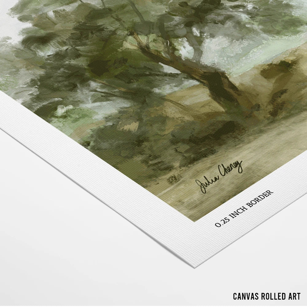 Misty Valley Path Landscape Painting - XS / Matte Paper / Rolled Art - Nook At You