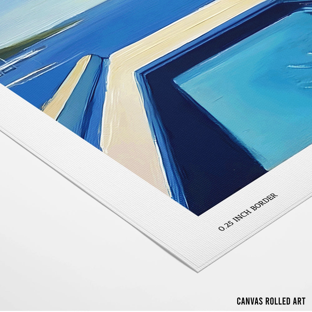 Blue Swimming Pool Landscape Painting - XS / Matte Paper / Rolled Art - Nook At You