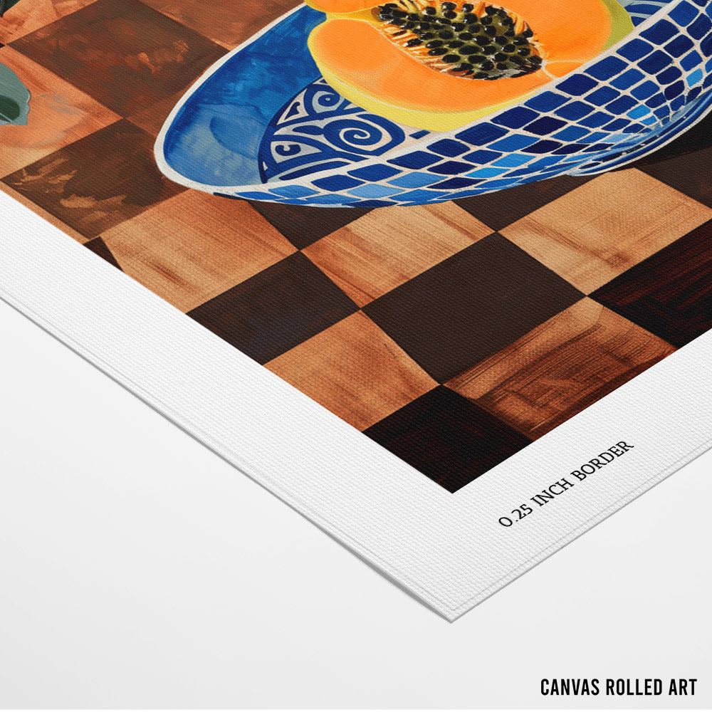 Papaya on Pattern Still Life Art Print - XS / Matte Paper / Rolled Art - Nook At You