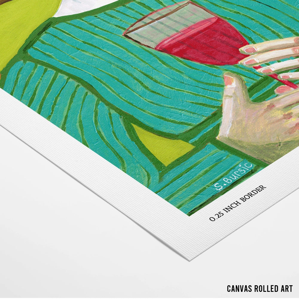 Lady with Red Wine Women Illustration Painting - XS / Matte Paper / Rolled Art - Nook At You