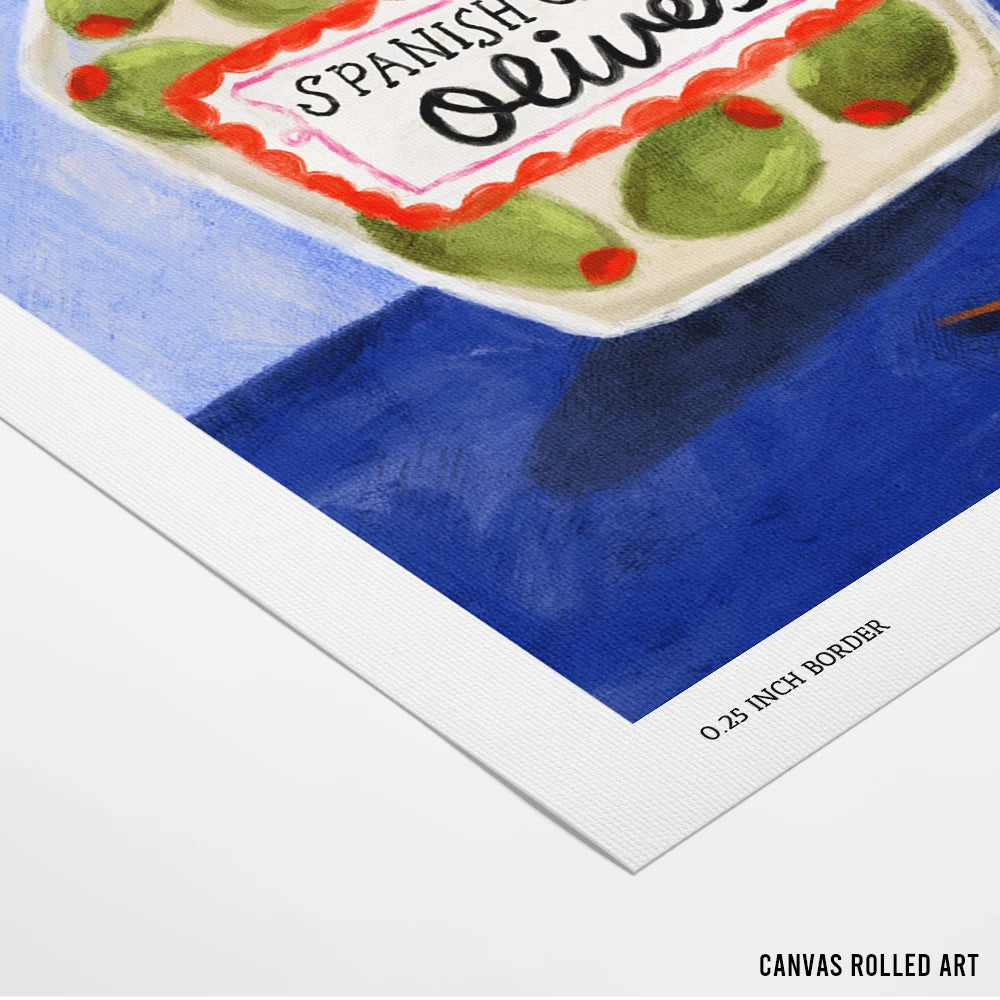 Spanish Green Olives Jar Gourmet Painting - XS / Matte Paper / Rolled Art - Nook At You