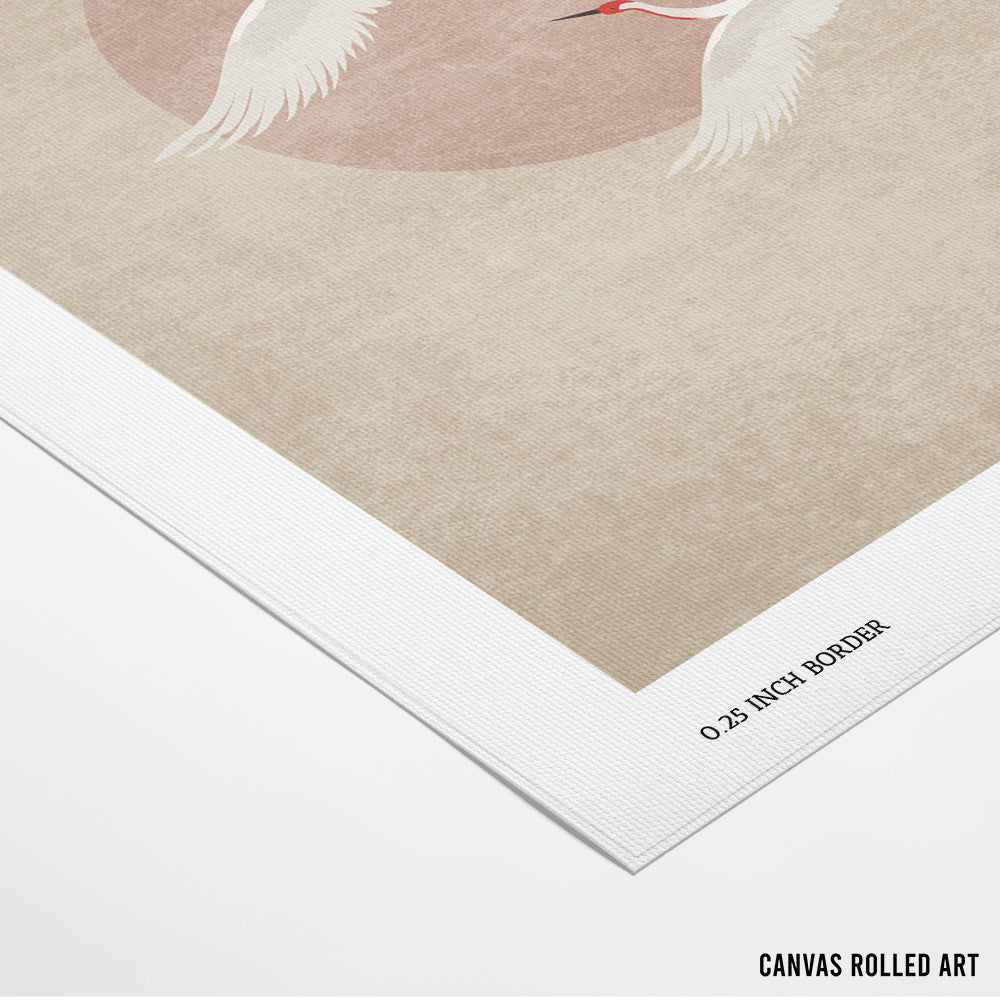 Cranes in Flight - Beige Abstract Wall Art - XS / Matte Paper / Rolled Art - Nook At You