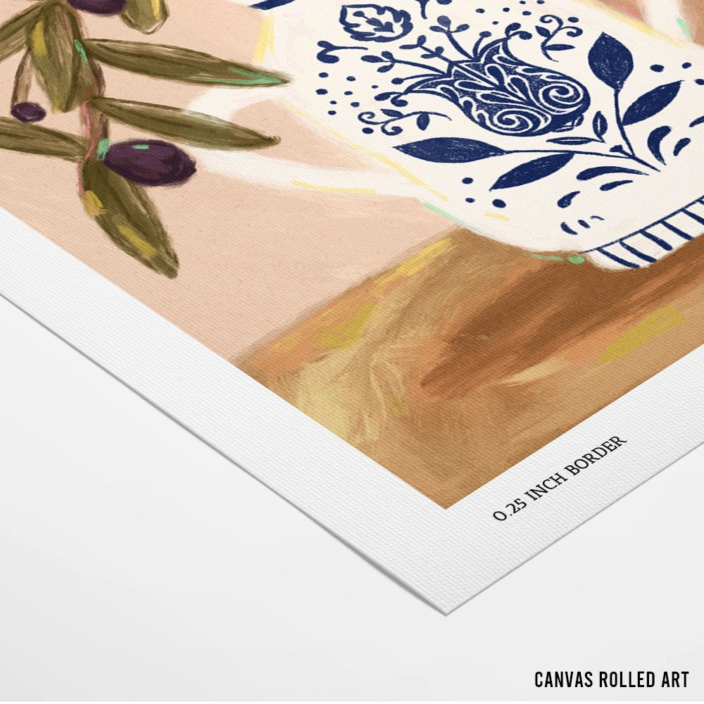 Olive Branches In a Pot Botanical Painting - XS / Matte Paper / Rolled Art - Nook At You