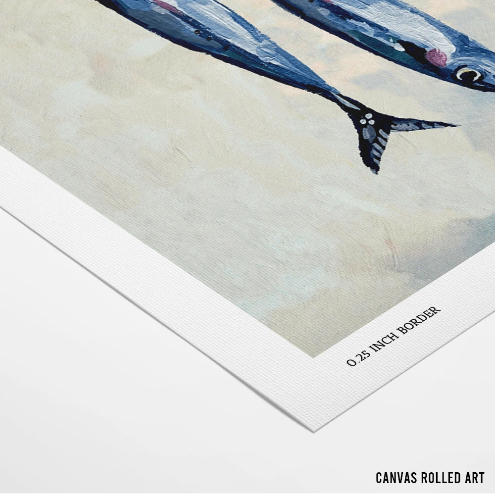 Sardines In Blue Gourmet Wall Art Poster - XS / Matte Paper / Rolled Art - Nook At You