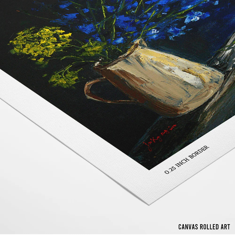 Vibrant Blue Still Life Botanical Wall Art For Reading Room - XS / Matte Paper / Rolled Art - Nook At You