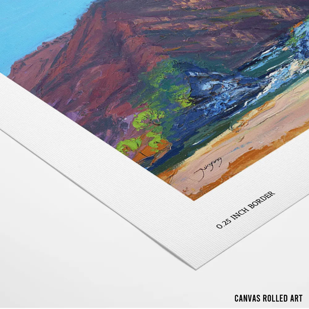 Serene Mountain Beach Landscape Painting - XS / Matte Paper / Rolled Art - Nook At You