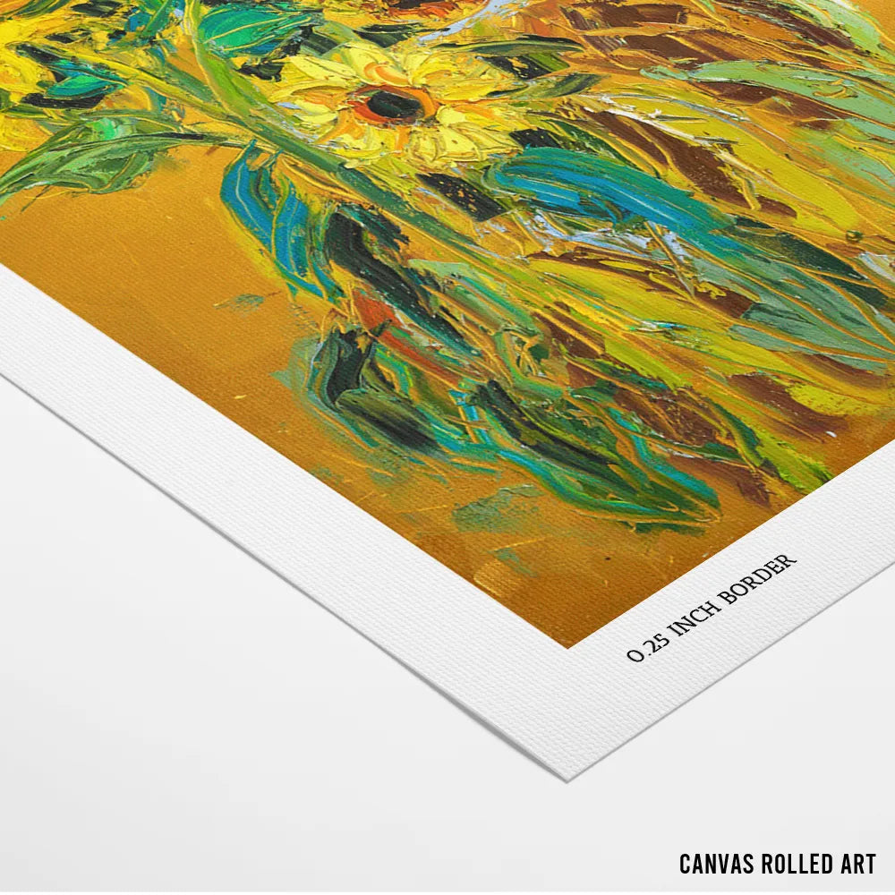 Golden Sunflower Blooms Floral Wall Art Painting - XS / Matte Paper / Rolled Art - Nook At You