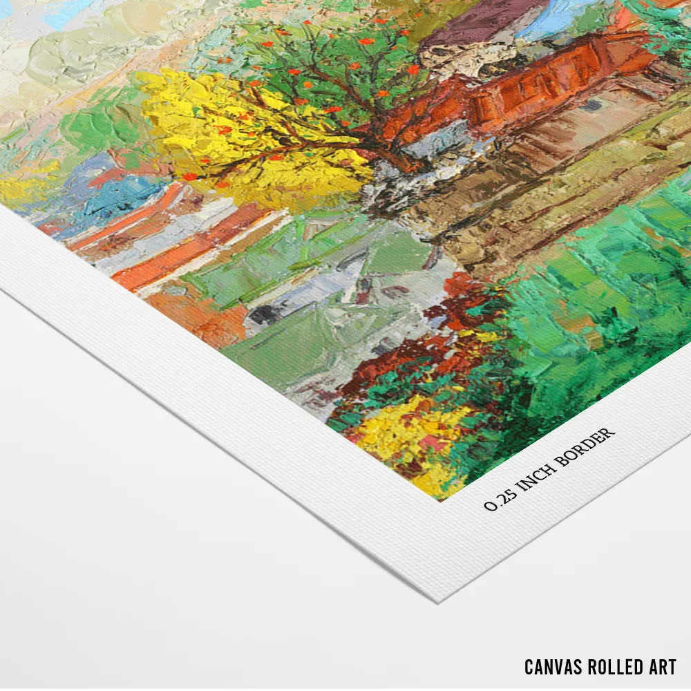 Colorful Autumn Village Landscape Painting - XS / Matte Paper / Rolled Art - Nook At You