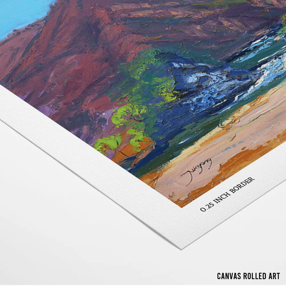 Serene Mountain Beach Landscape Painting - XS / Matte Paper / Rolled Art - Nook At You