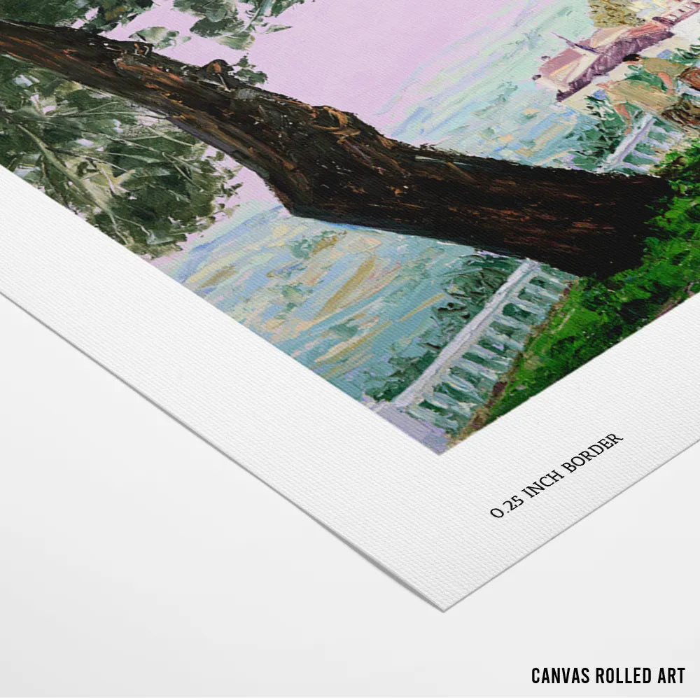 Hillside Town Promenade Landscape Painting For Living Room - XS / Matte Paper / Rolled Art - Nook At You