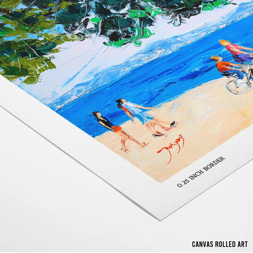 Coastal Walk and Cycles Landscape Painting - XS / Matte Paper / Rolled Art - Nook At You