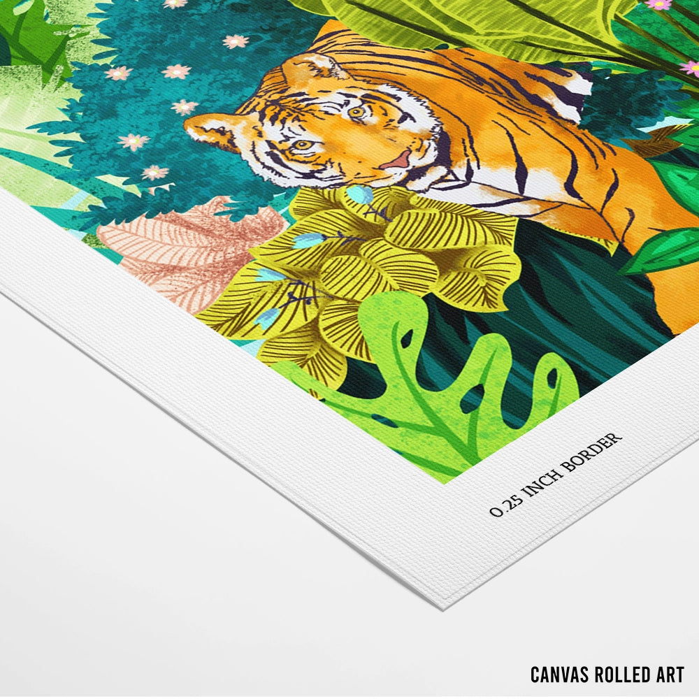 Jungle Tiger Botanical Art Prints - XS / Matte Paper / Rolled Art - Nook At You
