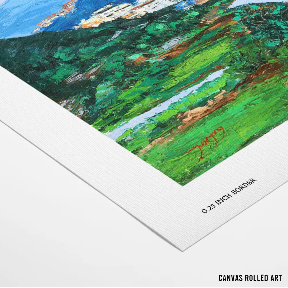 Peaceful Mountain Village Landscape Canvas Painting - XS / Matte Paper / Rolled Art - Nook At You