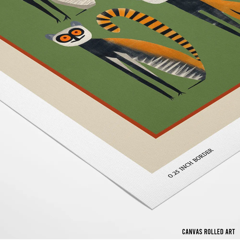 Playful Jungle Lemurs Abstract Wall Art Print - XS / Matte Paper / Rolled Art - Nook At You