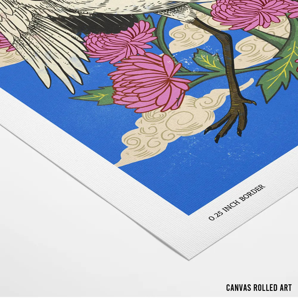 Japanese Crane Blooms Canvas Wall Art - XS / Matte Paper / Rolled Art - Nook At You