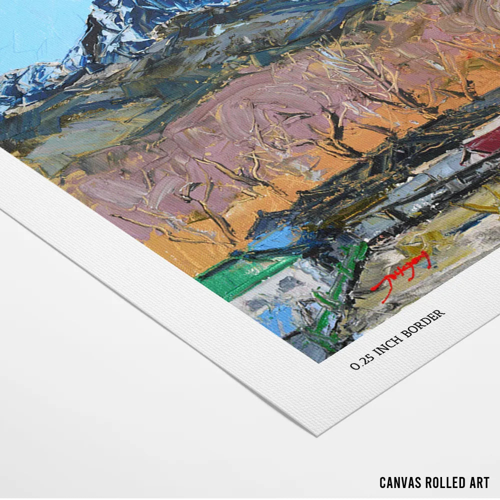 Colorful Mountain Village View Landscape Wall Art Print - XS / Matte Paper / Rolled Art - Nook At You