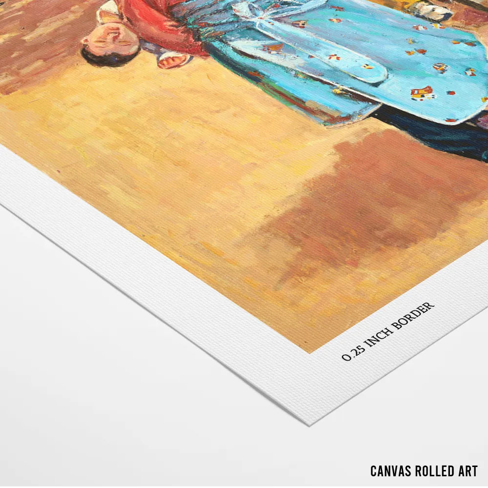 Children on a Village Path Canvas Painting for Living Room - XS / Matte Paper / Rolled Art - Nook At You