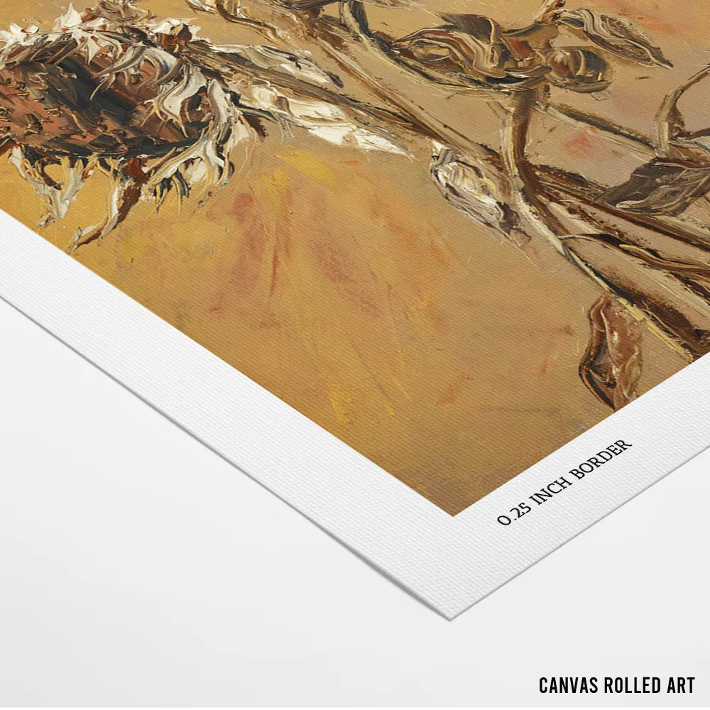 Dried Autumn Sunflowers Floral Painting - XS / Matte Paper / Rolled Art - Nook At You