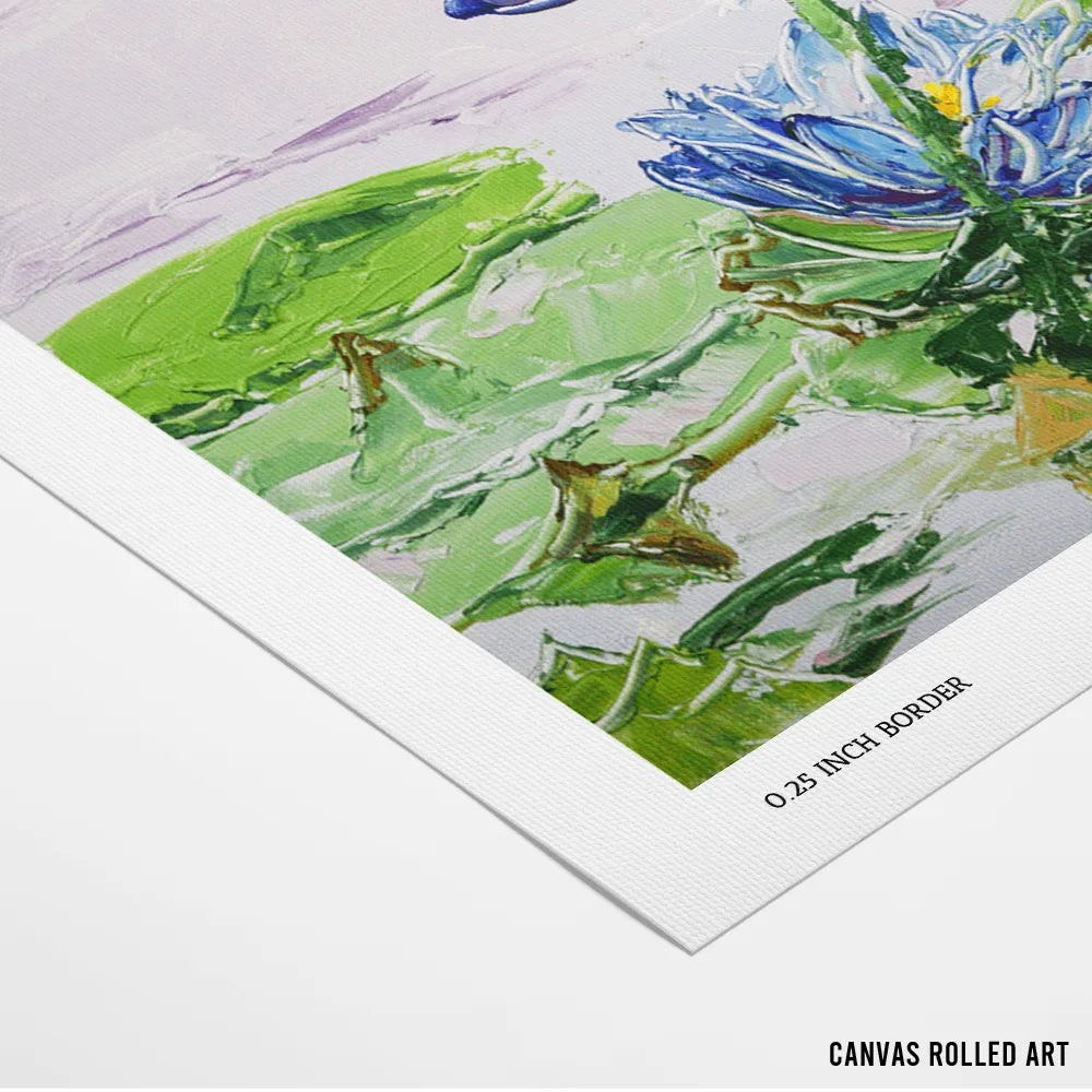Bees on Blue Lotus Botanical Wall Art Poster - XS / Matte Paper / Rolled Art - Nook At You