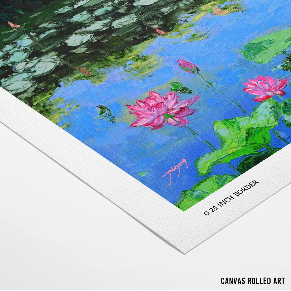 Pink Lotus Reflections Vibrant Botanical Wall Art Print - XS / Matte Paper / Rolled Art - Nook At You