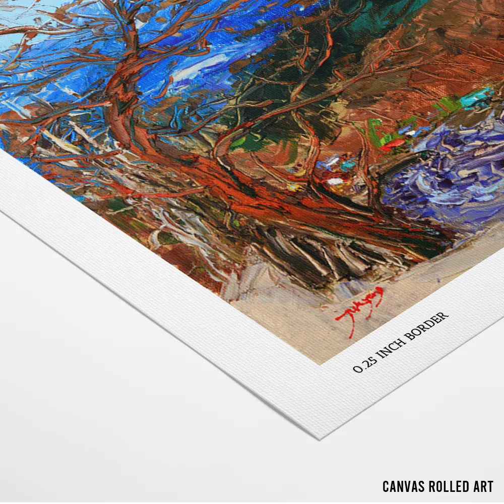 Blue Mountain Road Landscape Wall Art Print - XS / Matte Paper / Rolled Art - Nook At You