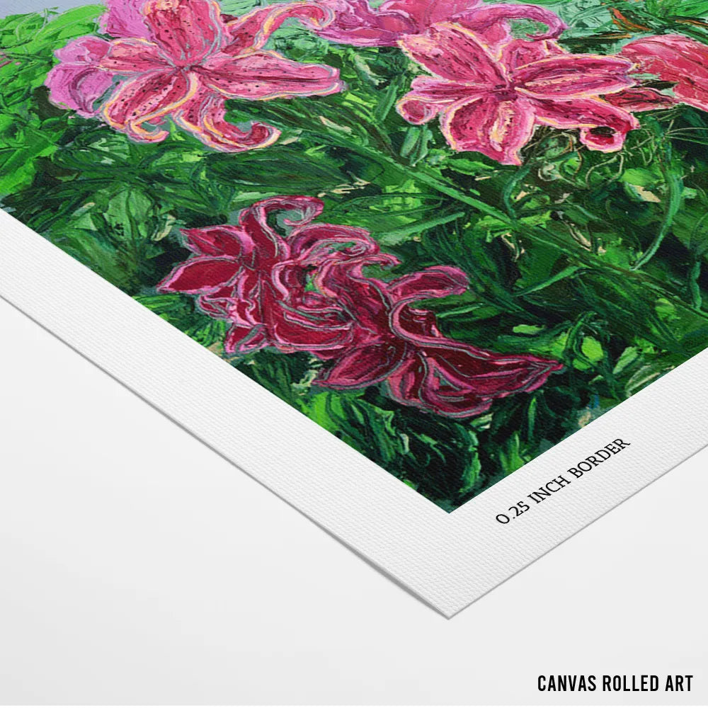 Pink Orange Garden Lilies Botanical Wall Art Poster - XS / Matte Paper / Rolled Art - Nook At You