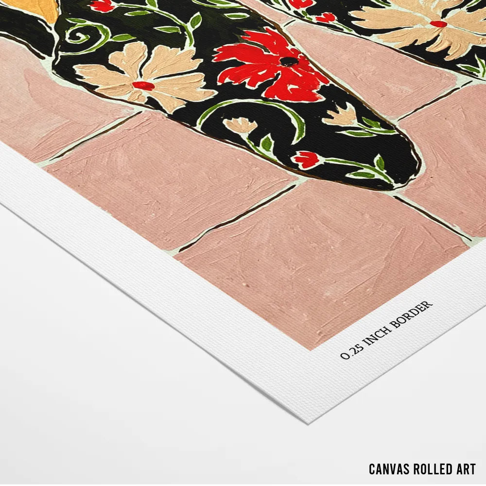 Elegant Floral Slippers Canvas Painting - XS / Matte Paper / Rolled Art - Nook At You