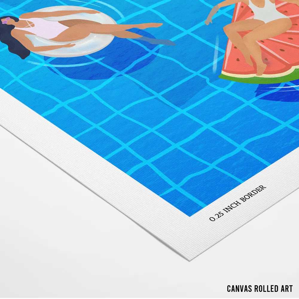 Pool Ladies Women Illustration Painting - XS / Matte Paper / Rolled Art - Nook At You